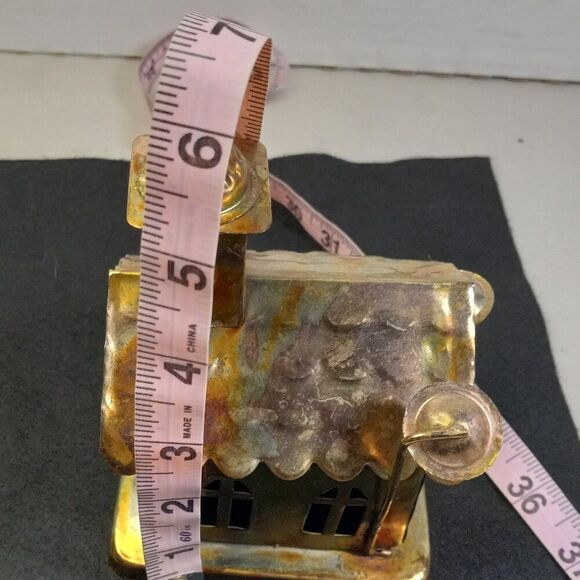 Copper Metal Church Music Box Plays Amazing Grace Cross Spins Countrycore - Picture 6 of 7